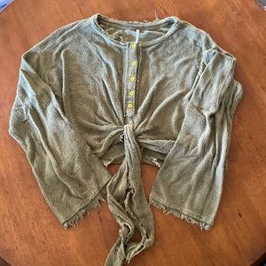 FREE PEOPLE TIE FRONT SWEATER